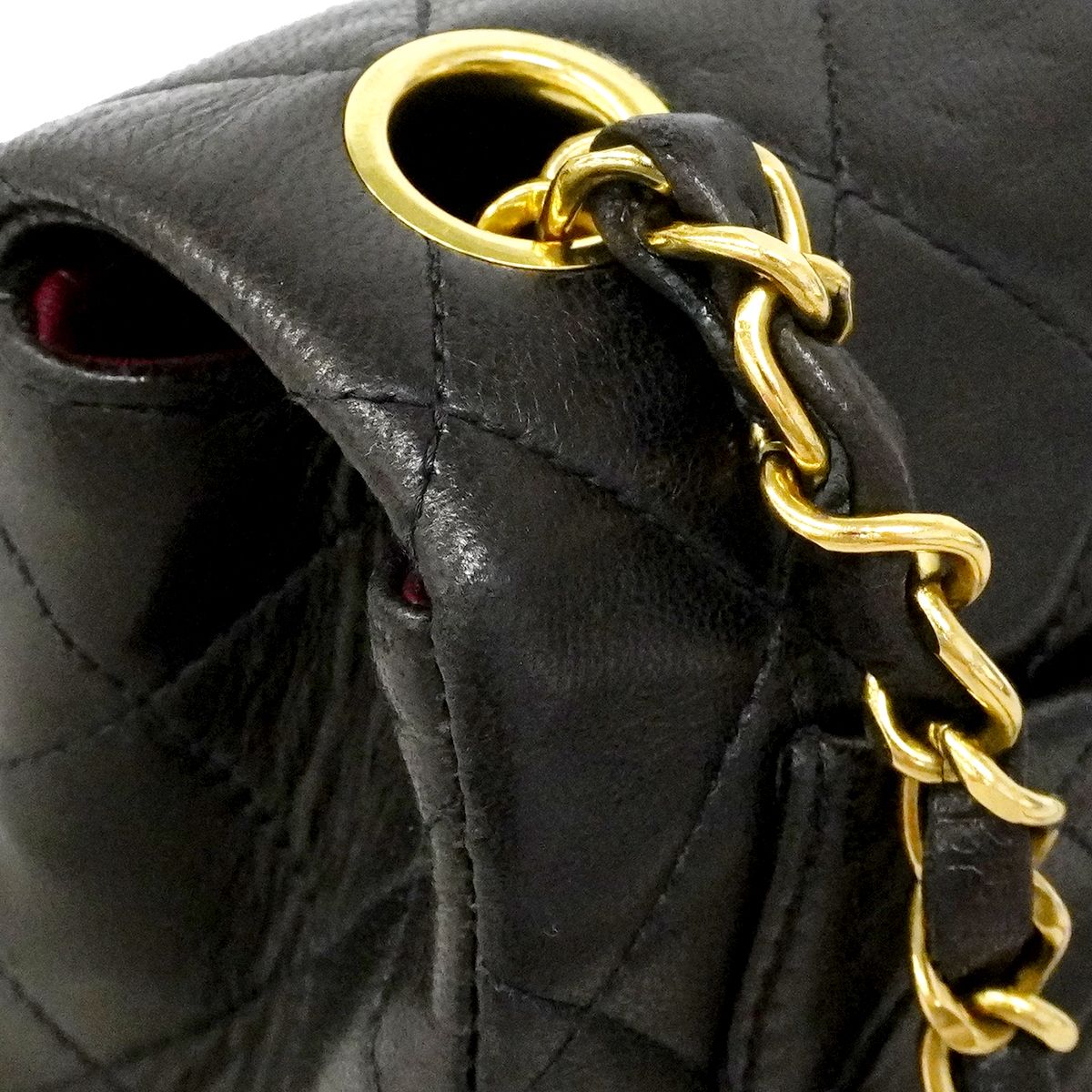 Chanel Shoulder Bag Mini Quilted Lambskin Black Gold — view 7