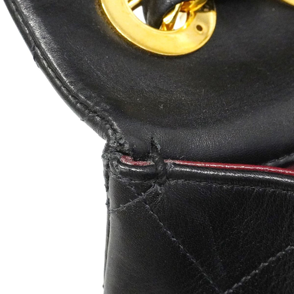 Chanel Shoulder Bag Deca Quilted Lambskin Black Gold — view 6
