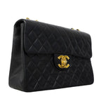 Chanel Shoulder Bag Deca Quilted Lambskin Black Gold — view 2