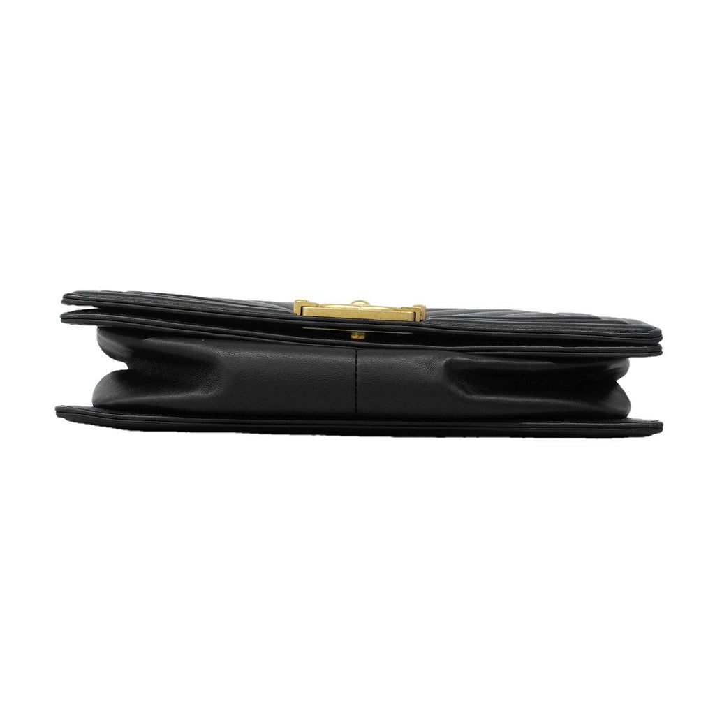 Chanel Shoulder Bag Boy Stitch Lambskin Black Gold — view 3