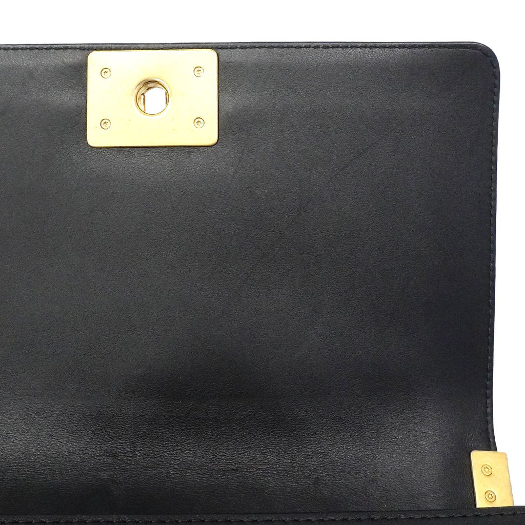 Chanel Shoulder Bag Boy Stitch Lambskin Black Gold — view 7