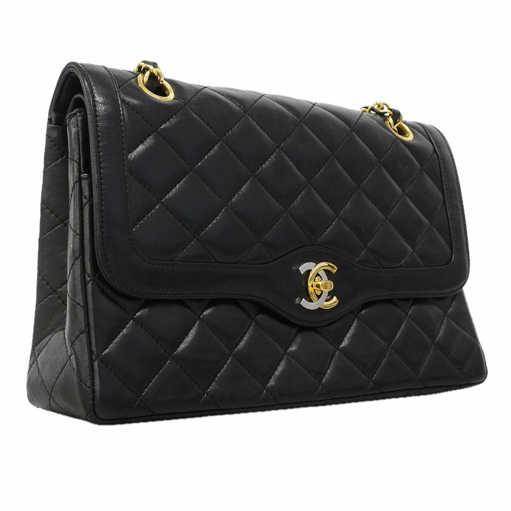 Chanel Shoulder Bag Quilted Limited Edition Lambskin Black Gold Silver — view 2