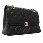 Chanel Shoulder Bag Quilted Limited Edition Lambskin Black Gold Silver — view 2