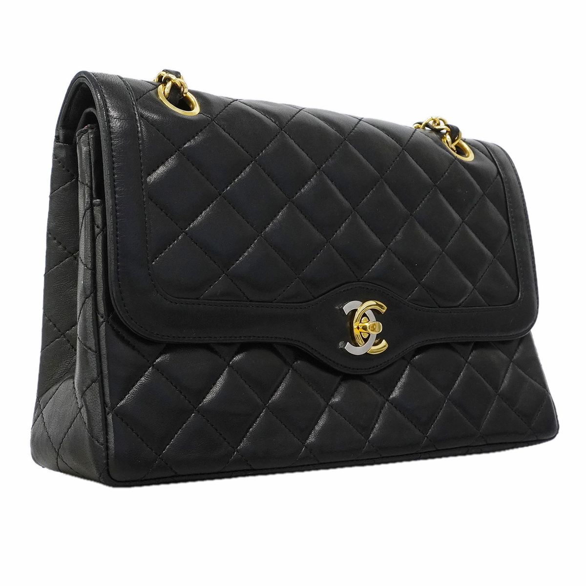 Chanel Shoulder Bag Quilted Limited Edition Lambskin Black Gold Silver — view 2
