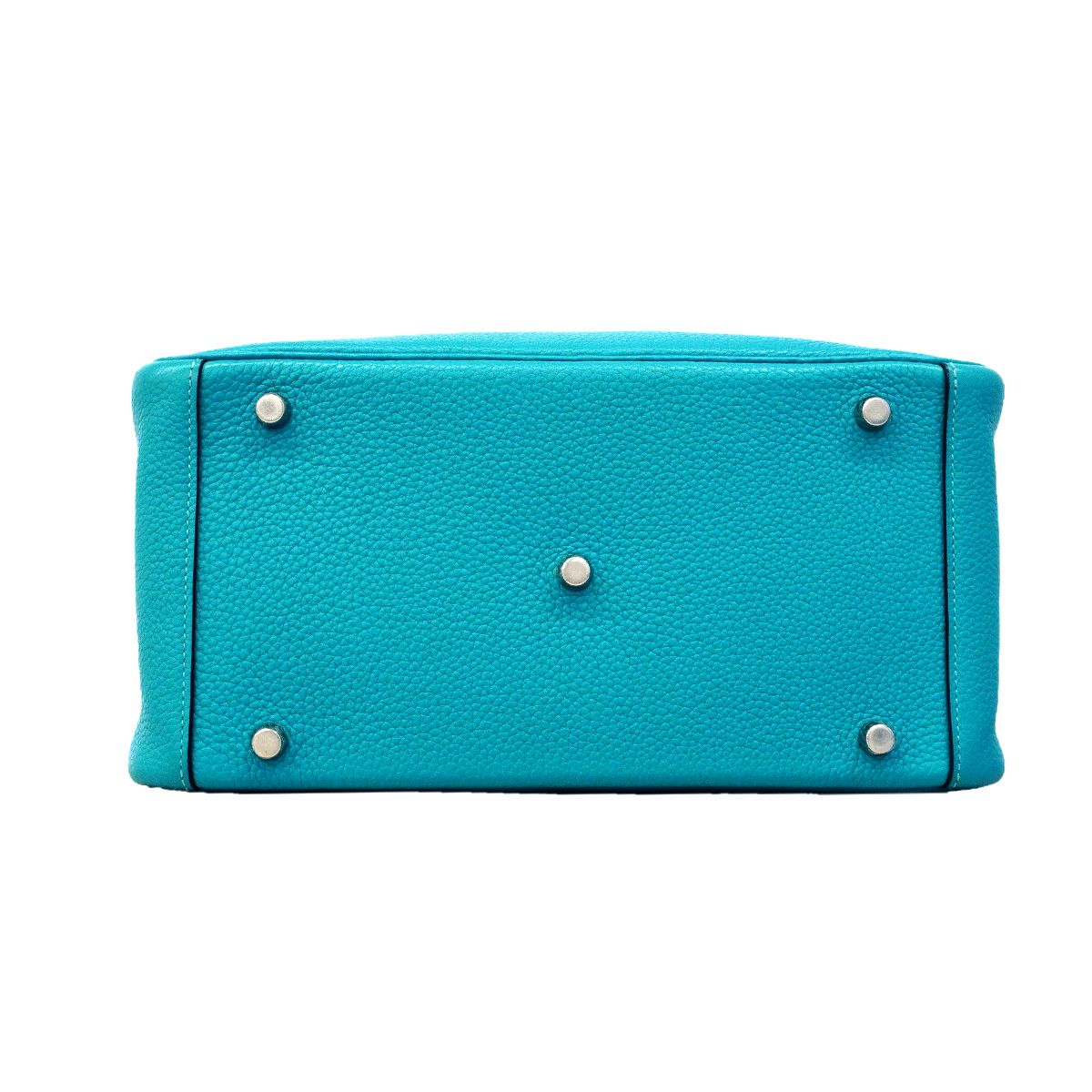 Hermes Handbag Lindy 30 Taurillon Clemence Turquoise Silver 2-Way — view 3