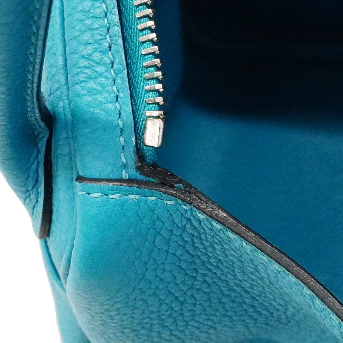 Hermes Handbag Lindy 30 Taurillon Clemence Turquoise Silver 2-Way — view 7