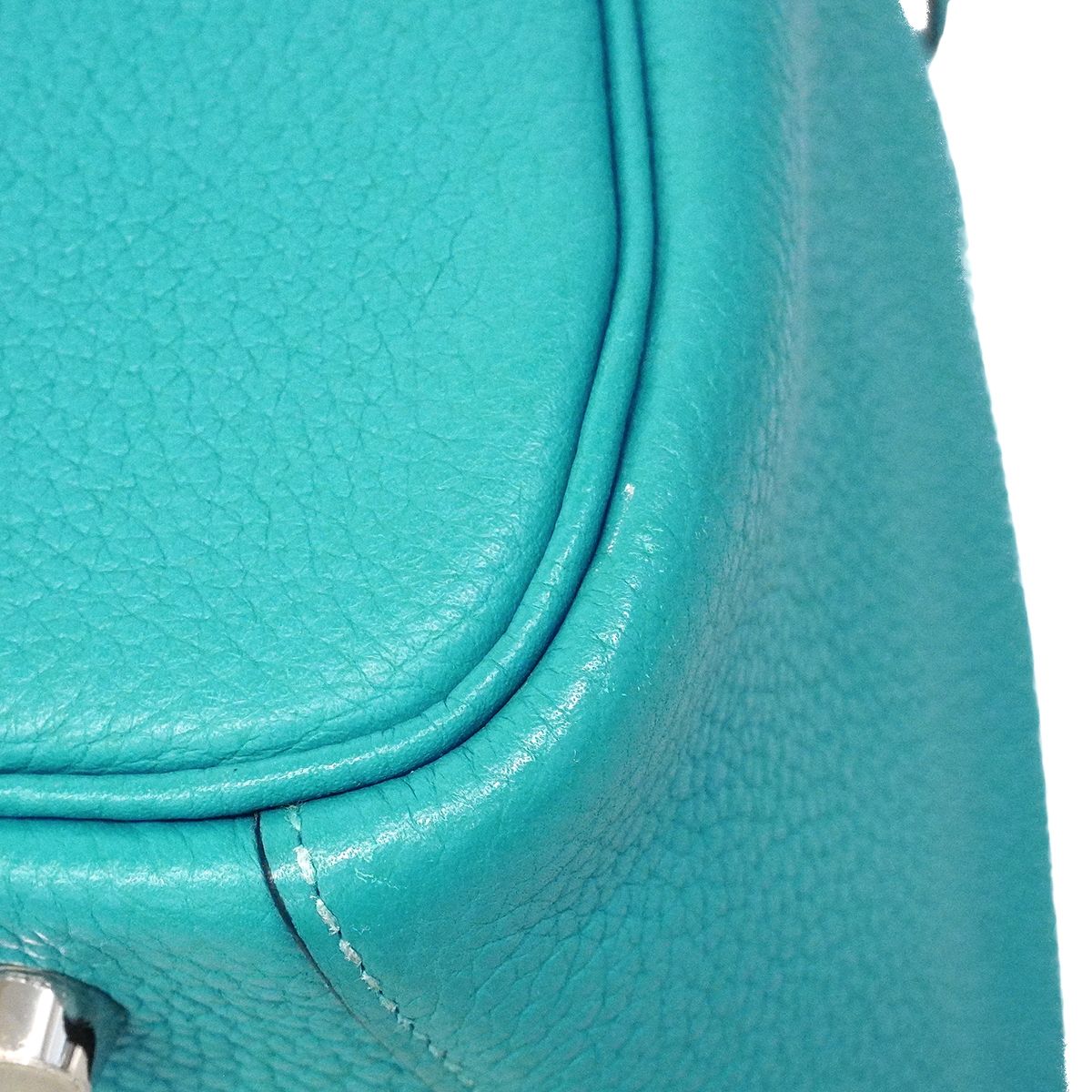 Hermes Handbag Lindy 30 Taurillon Clemence Turquoise Silver 2-Way — view 6