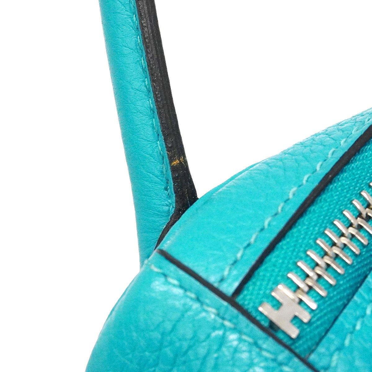 Hermes Handbag Lindy 30 Taurillon Clemence Turquoise Silver 2-Way — view 9