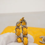 Chanel Shoulder Bag Quilted Patent Leather Yellow Silver — view 7