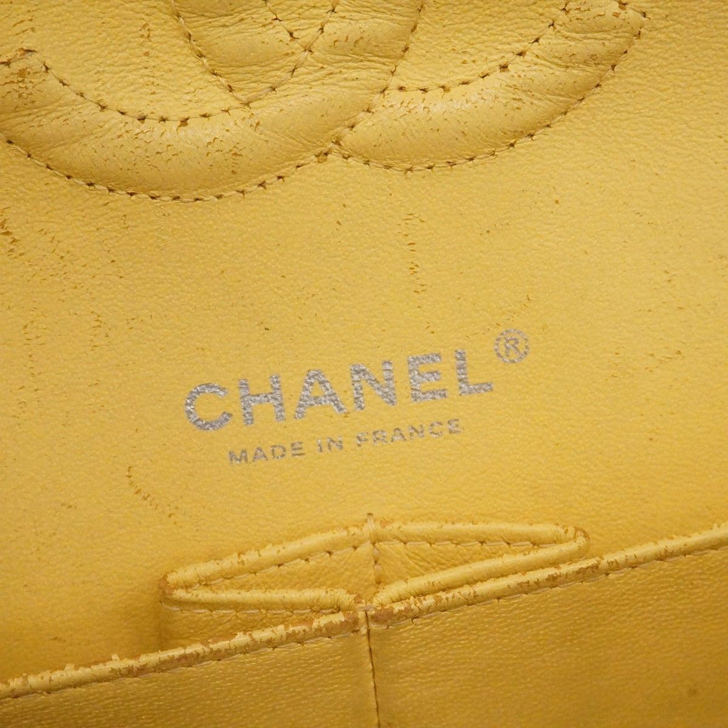 Chanel Shoulder Bag Quilted Patent Leather Yellow Silver — view 5