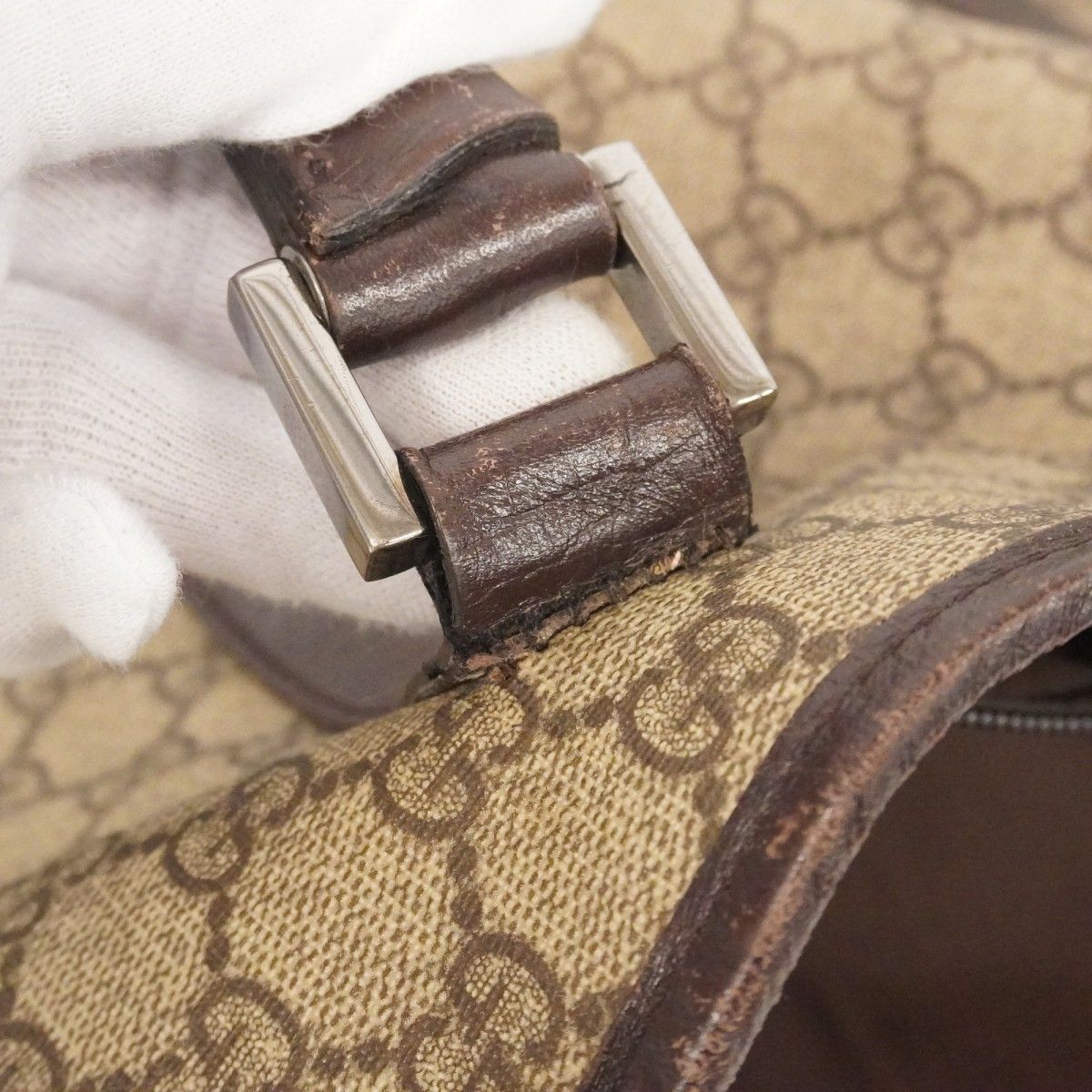 Gucci Tote GG Supreme Brown Silver — view 8