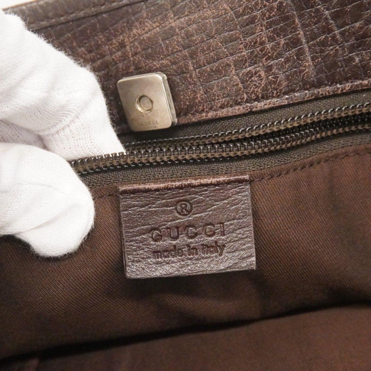 Gucci Tote GG Supreme Brown Silver — view 5