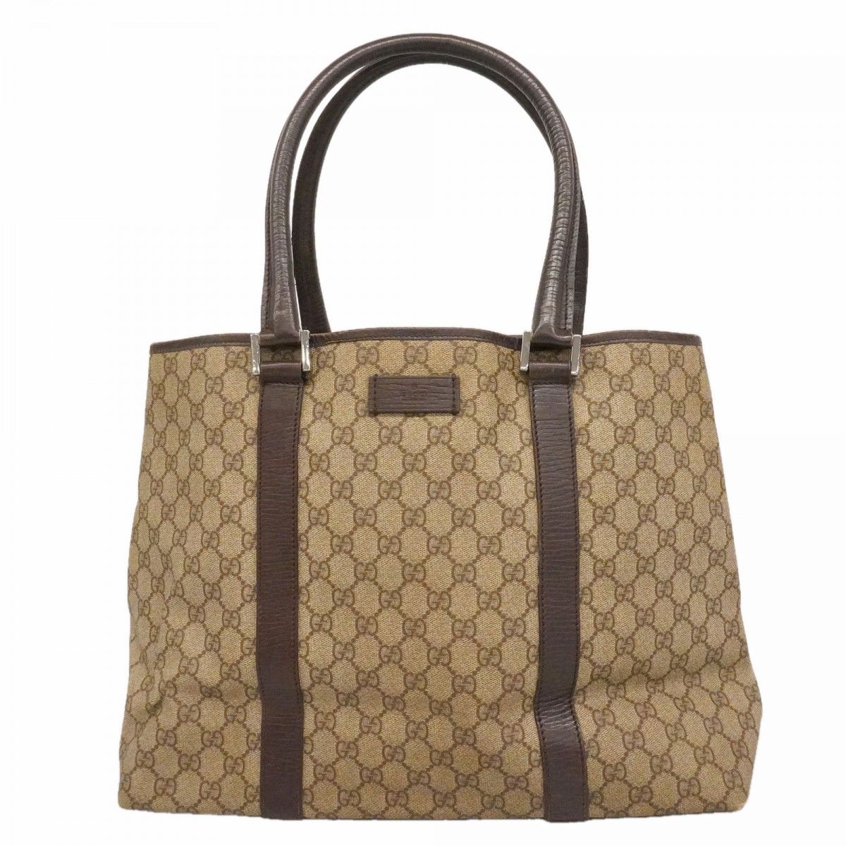 Gucci Tote GG Supreme Brown Silver