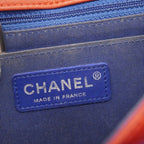 Chanel Shoulder Bag Stitch Canvas Navy Red Silver — view 5