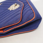 Chanel Shoulder Bag Stitch Canvas Navy Red Silver — view 6