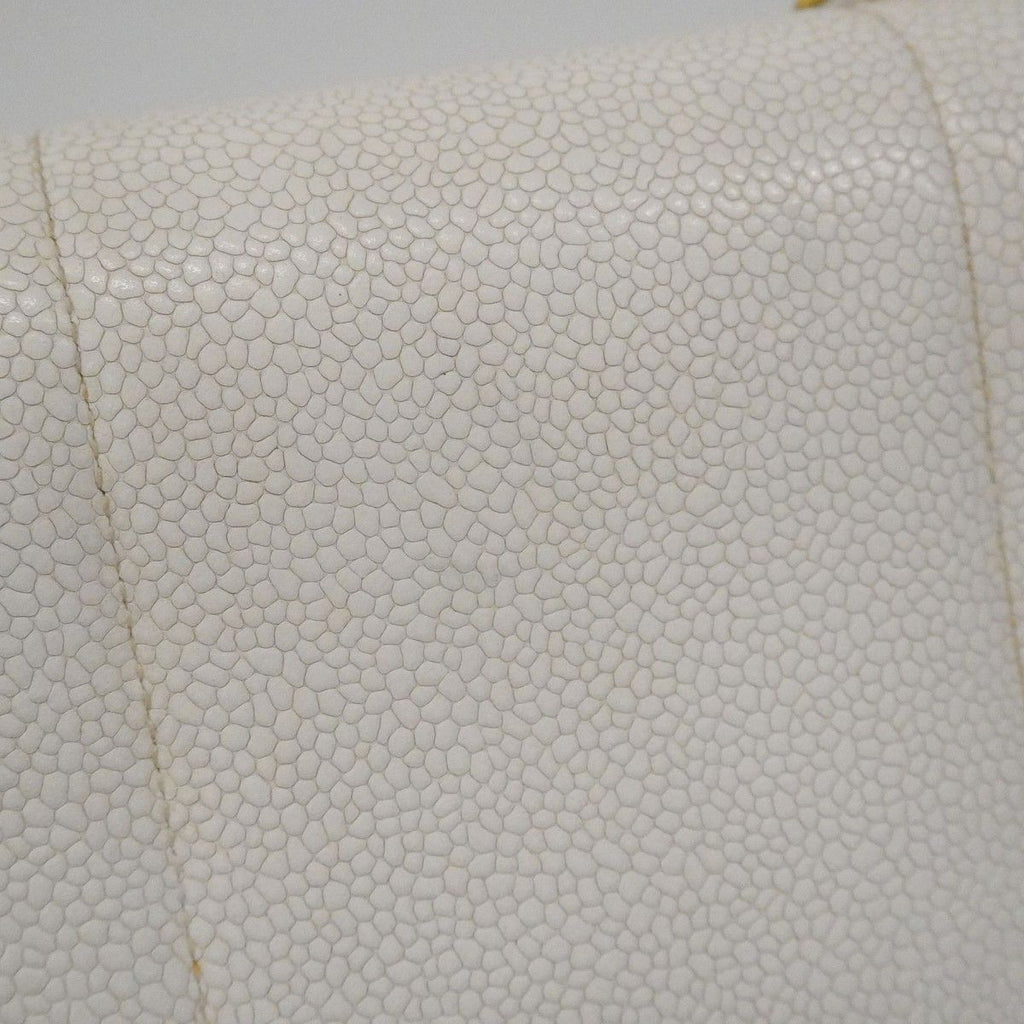 Chanel Shoulder Bag Mademoiselle Caviar Leather White Gold — view 9