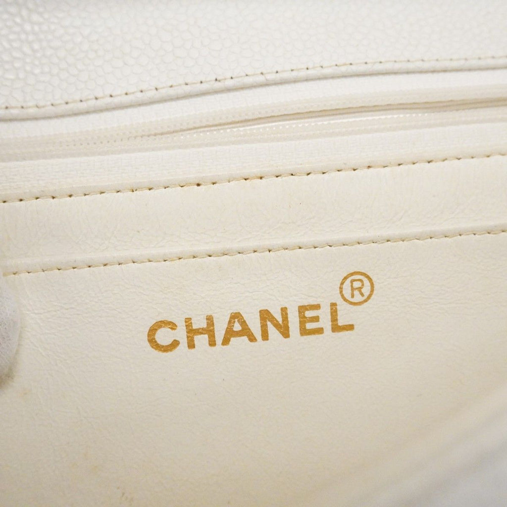 Chanel Shoulder Bag Mademoiselle Caviar Leather White Gold — view 5