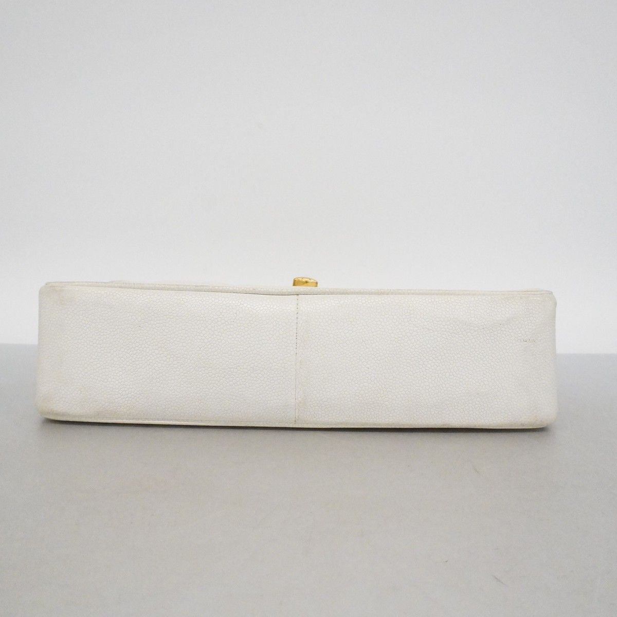 Chanel Shoulder Bag Mademoiselle Caviar Leather White Gold — view 3