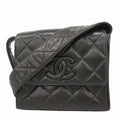 Chanel Shoulder Bag Quilted Lambskin Black Gold