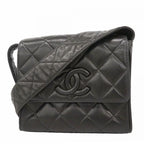 Chanel Shoulder Bag Quilted Lambskin Black Gold