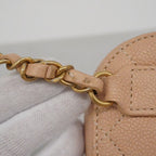 Chanel Shoulder Bag Quilted Caviar Leather Beige Gold — view 7