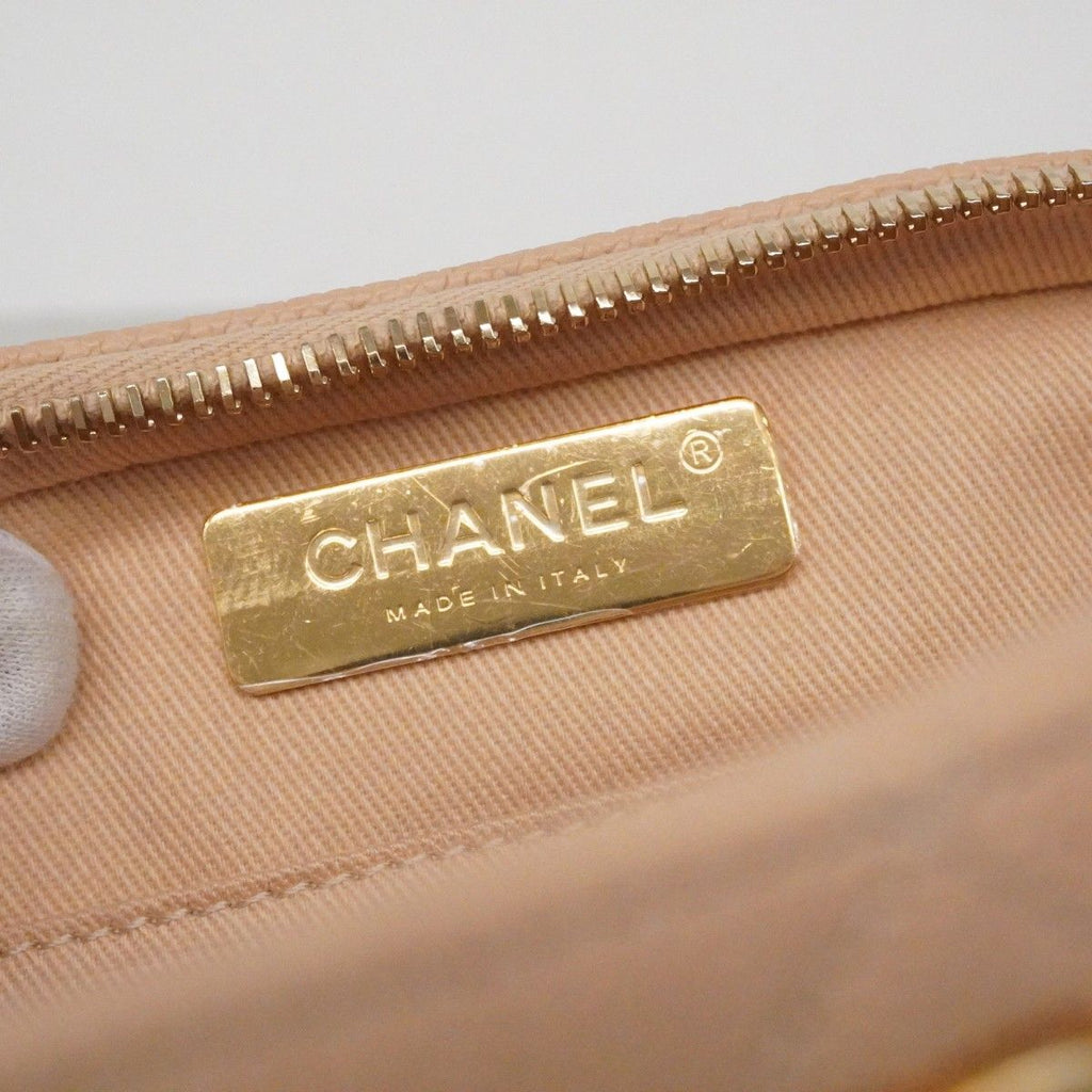 Chanel Shoulder Bag Quilted Caviar Leather Beige Gold — view 5