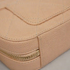Chanel Shoulder Bag Quilted Caviar Leather Beige Gold — view 6