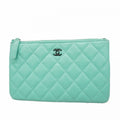 Chanel Pouch Quilted Lambskin Emerald Green