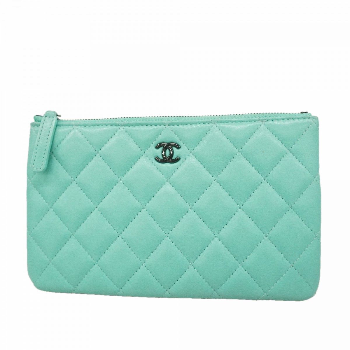 Chanel Pouch Quilted Lambskin Emerald Green