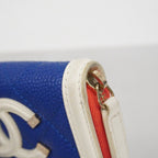Chanel Coin Case CC Filigree Caviar Leather Blue White Red Gold — view 8