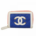 Chanel Coin Case CC Filigree Caviar Leather Blue White Red Gold