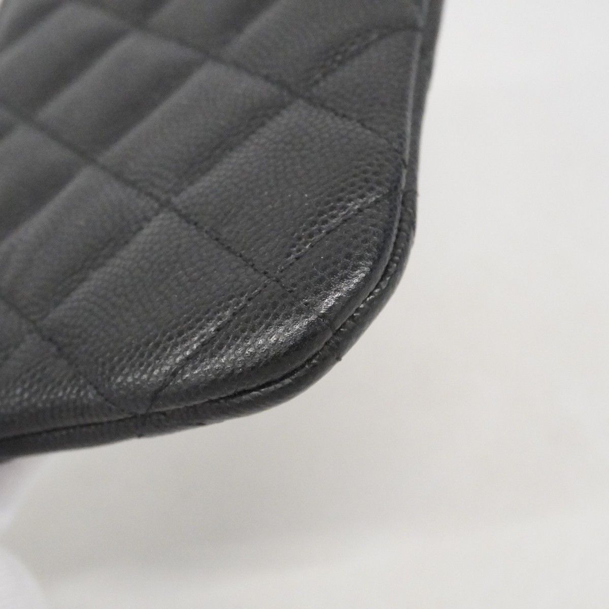 Chanel Pouch Quilted Caviar Leather Black Silver — view 5
