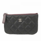 Chanel Pouch Quilted Caviar Leather Black Silver