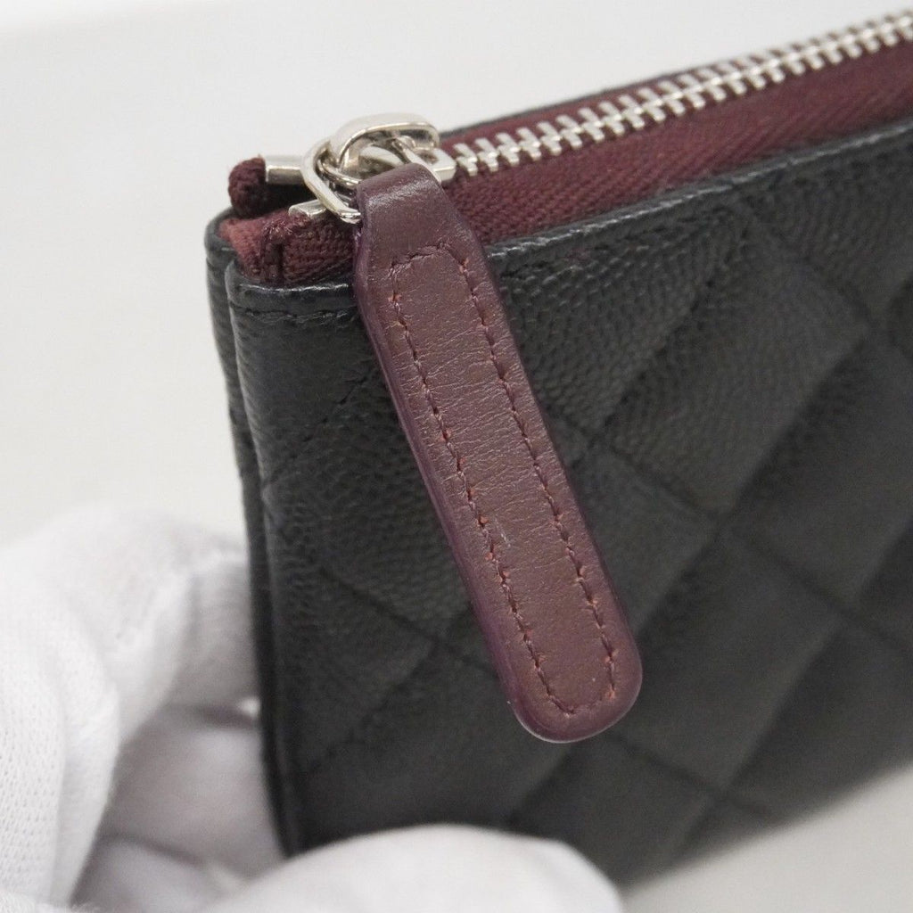 Chanel Pouch Quilted Caviar Leather Black Silver — view 8