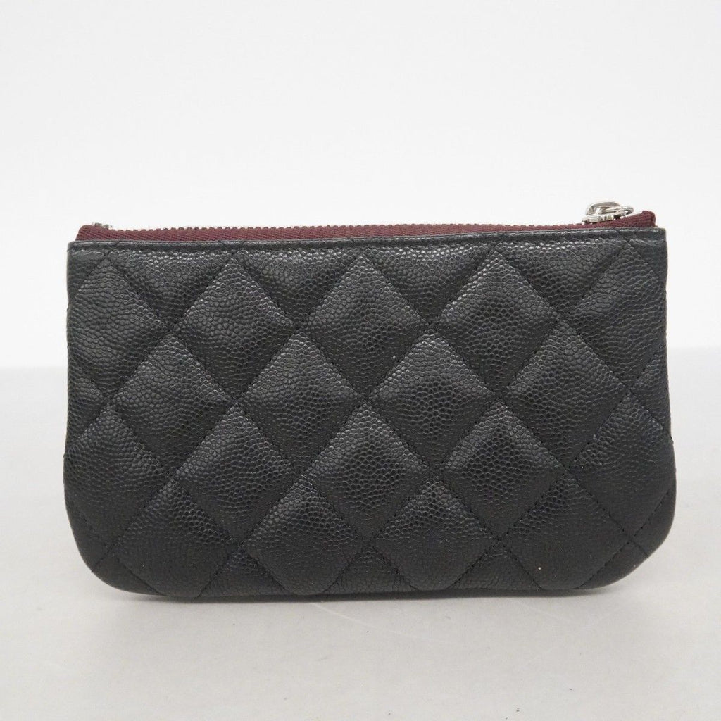 Chanel Pouch Quilted Caviar Leather Black Silver — view 9