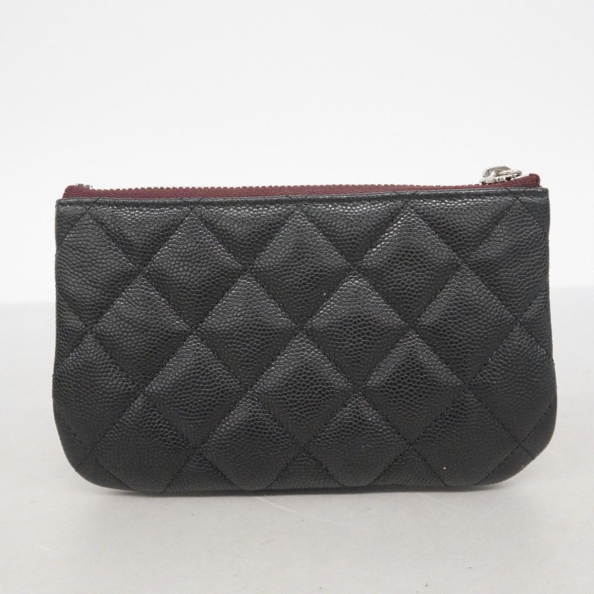Chanel Pouch Quilted Caviar Leather Black Silver — view 9