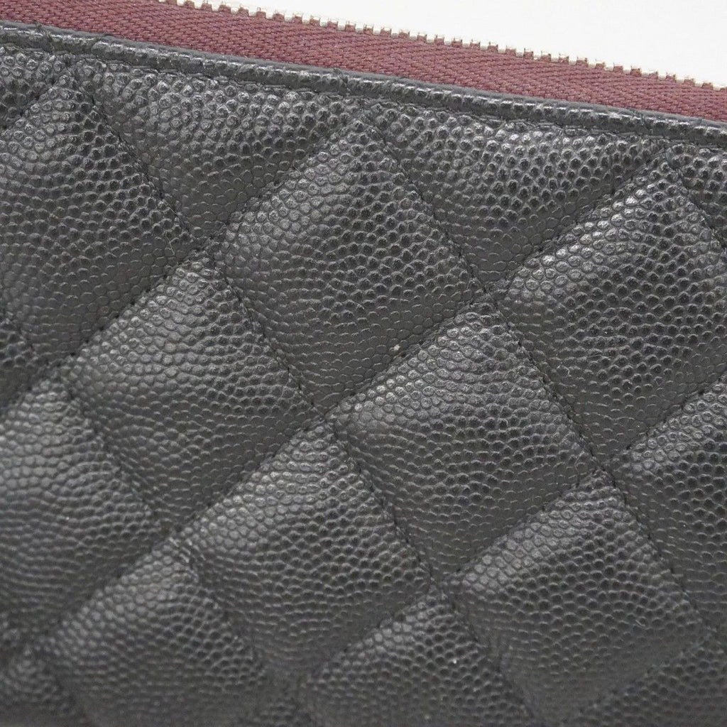 Chanel Pouch Quilted Caviar Leather Black Silver — view 7