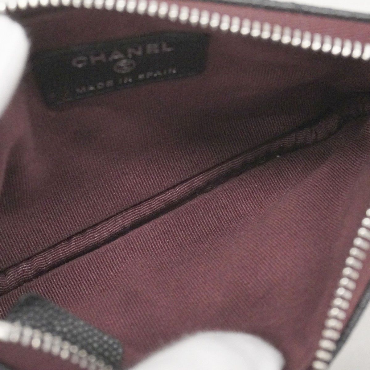 Chanel Pouch Quilted Caviar Leather Black Silver — view 3