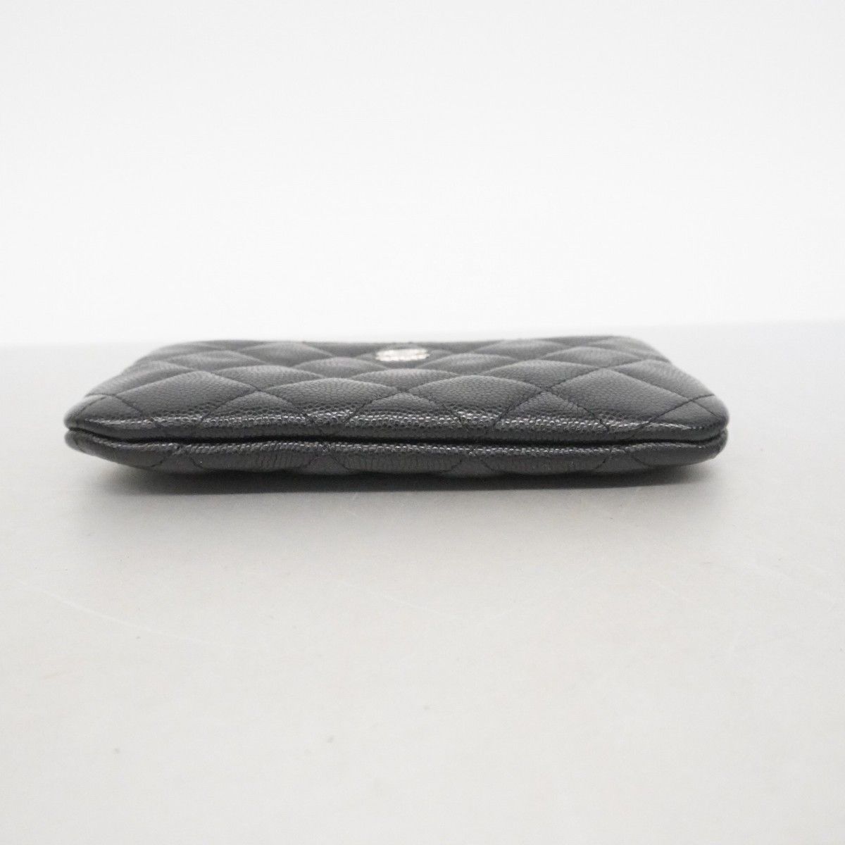 Chanel Pouch Quilted Caviar Leather Black Silver — view 2