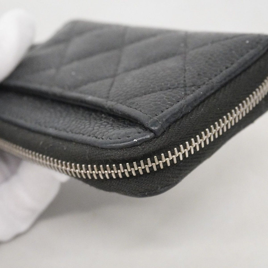 Chanel Coin Case Quilted Caviar Leather Black Silver — view 6