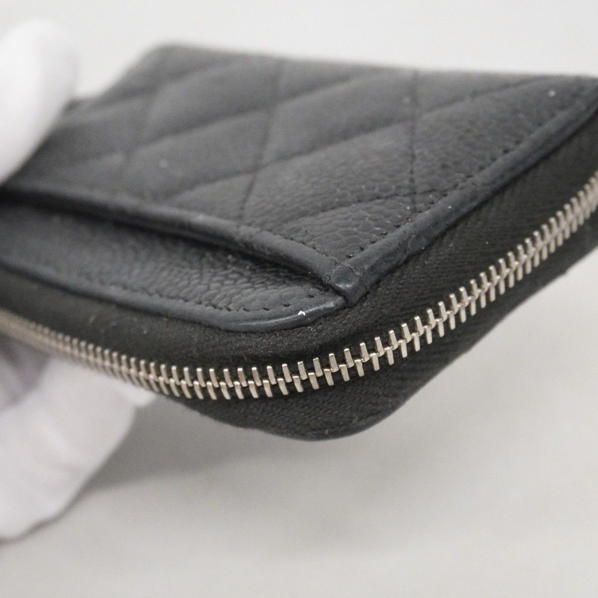 Chanel Coin Case Quilted Caviar Leather Black Silver — view 6