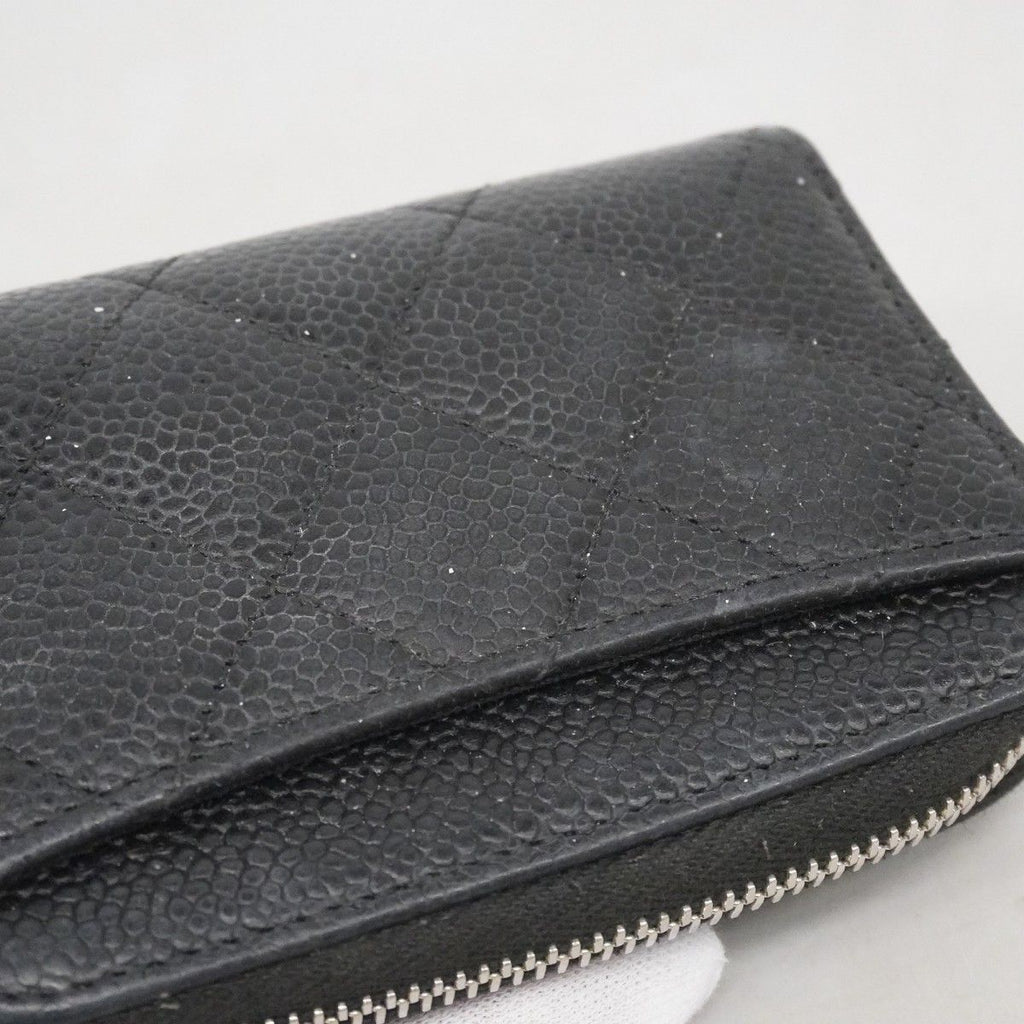Chanel Coin Case Quilted Caviar Leather Black Silver — view 8