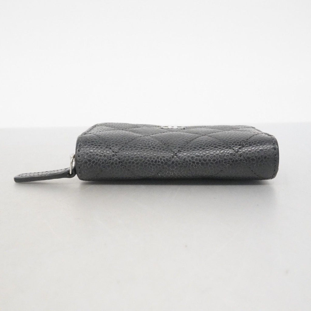 Chanel Coin Case Quilted Caviar Leather Black Silver — view 2