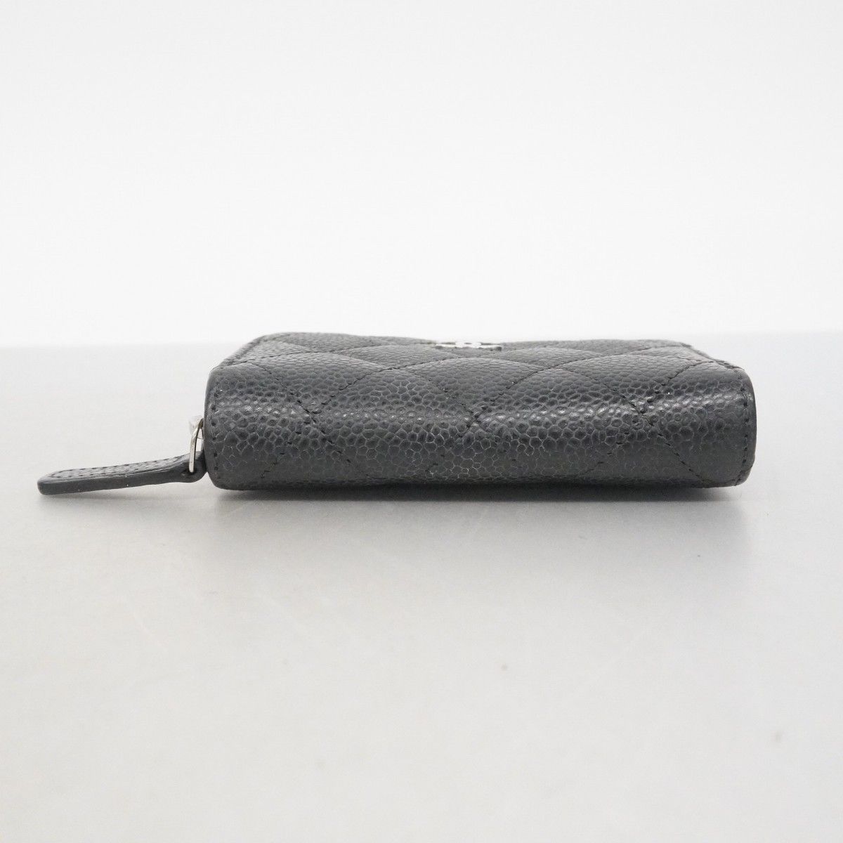 Chanel Coin Case Quilted Caviar Leather Black Silver — view 2