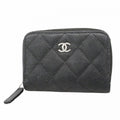 Chanel Coin Case Quilted Caviar Leather Black Silver