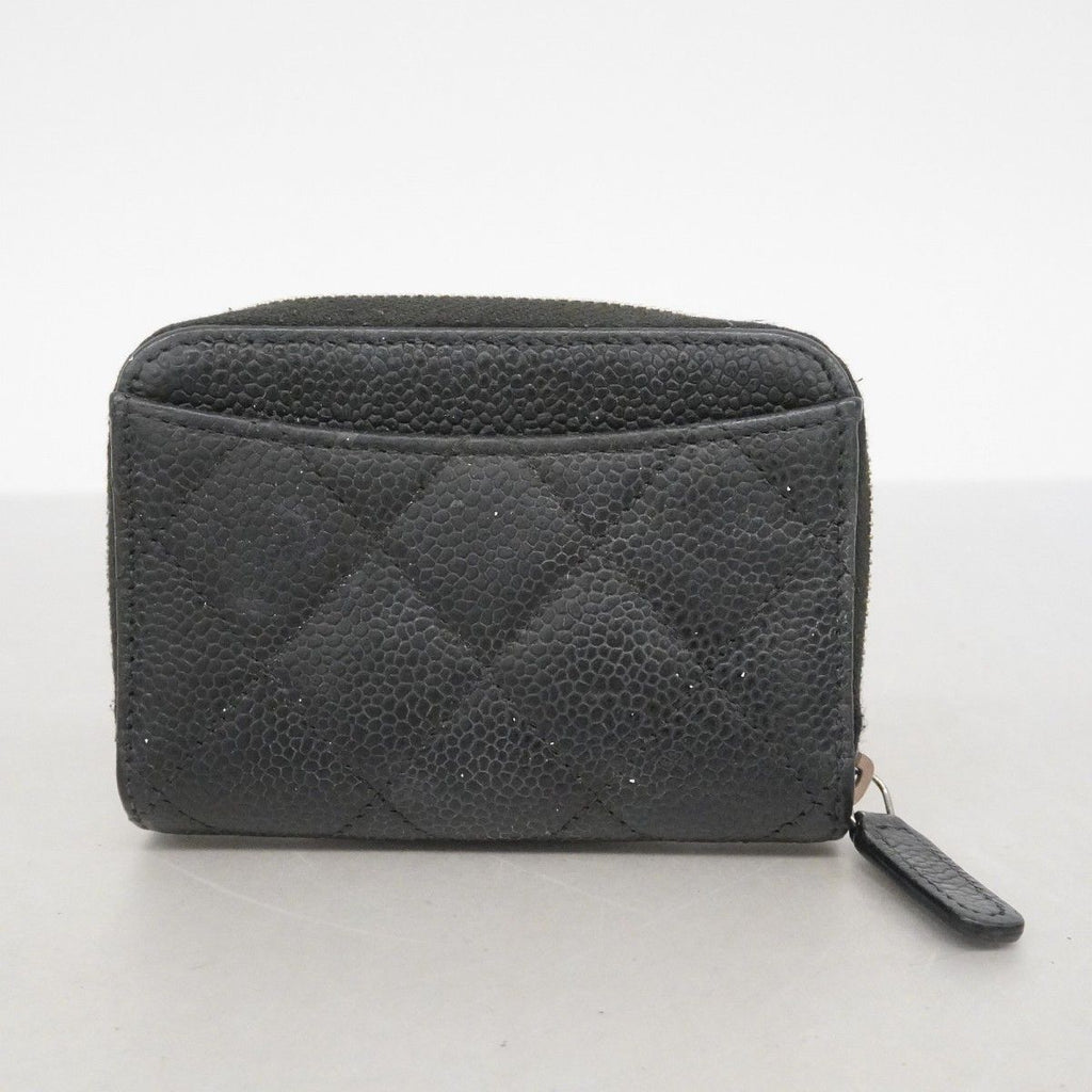 Chanel Coin Case Quilted Caviar Leather Black Silver — view 9