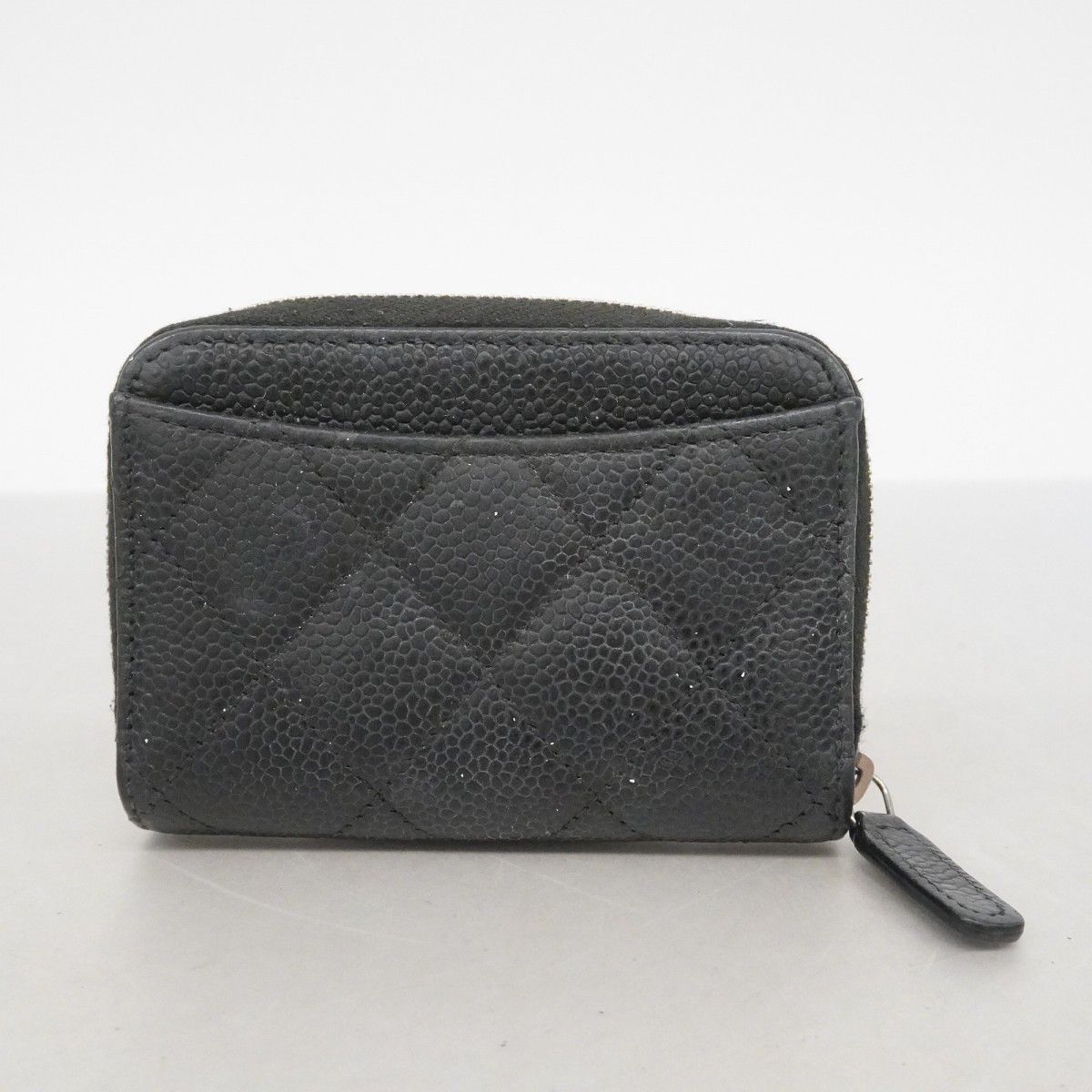 Chanel Coin Case Quilted Caviar Leather Black Silver — view 9