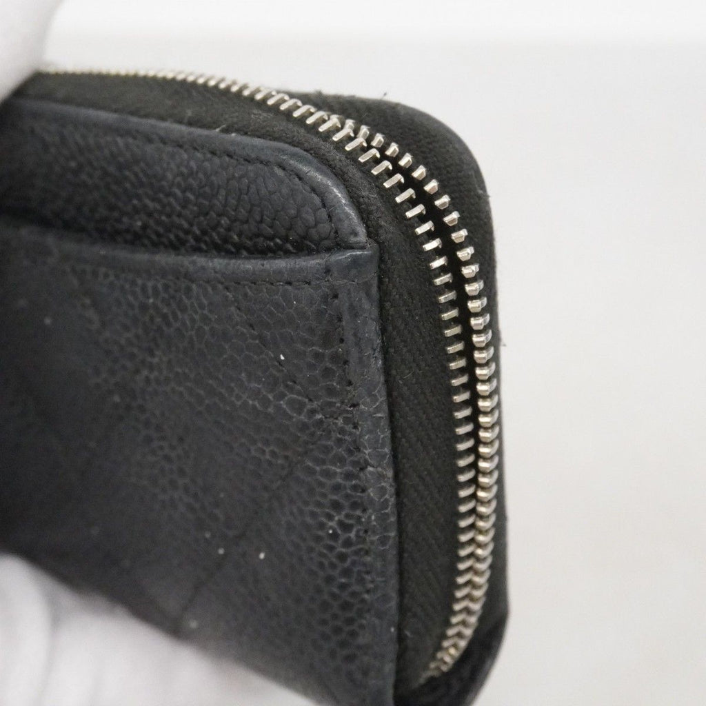 Chanel Coin Case Quilted Caviar Leather Black Silver — view 5
