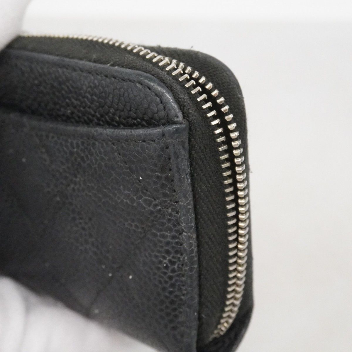 Chanel Coin Case Quilted Caviar Leather Black Silver — view 5