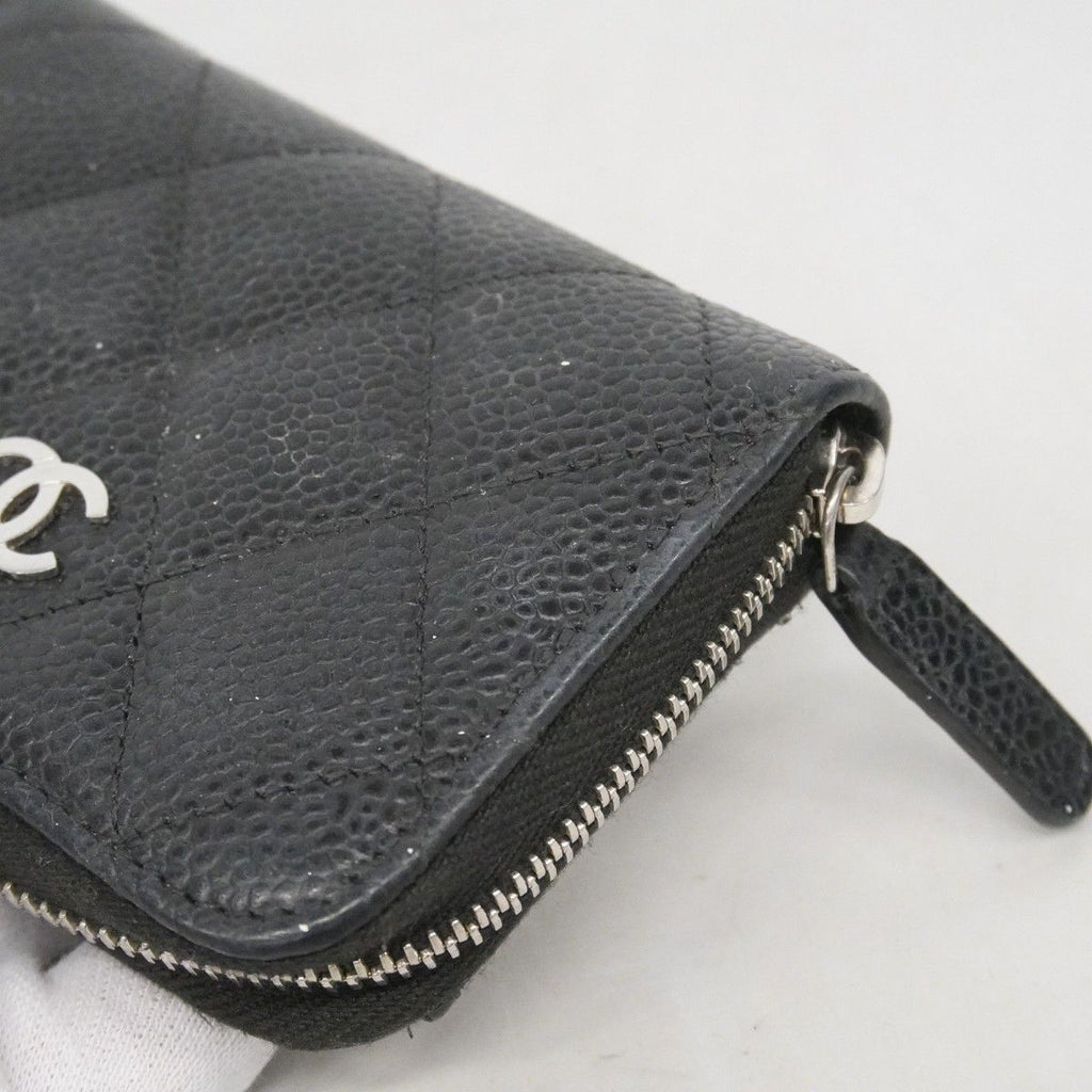 Chanel Coin Case Quilted Caviar Leather Black Silver — view 7